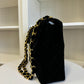 CHANEL 1995 VINTAGE BLACK VELVET JUMBO CLASSIC FLAP