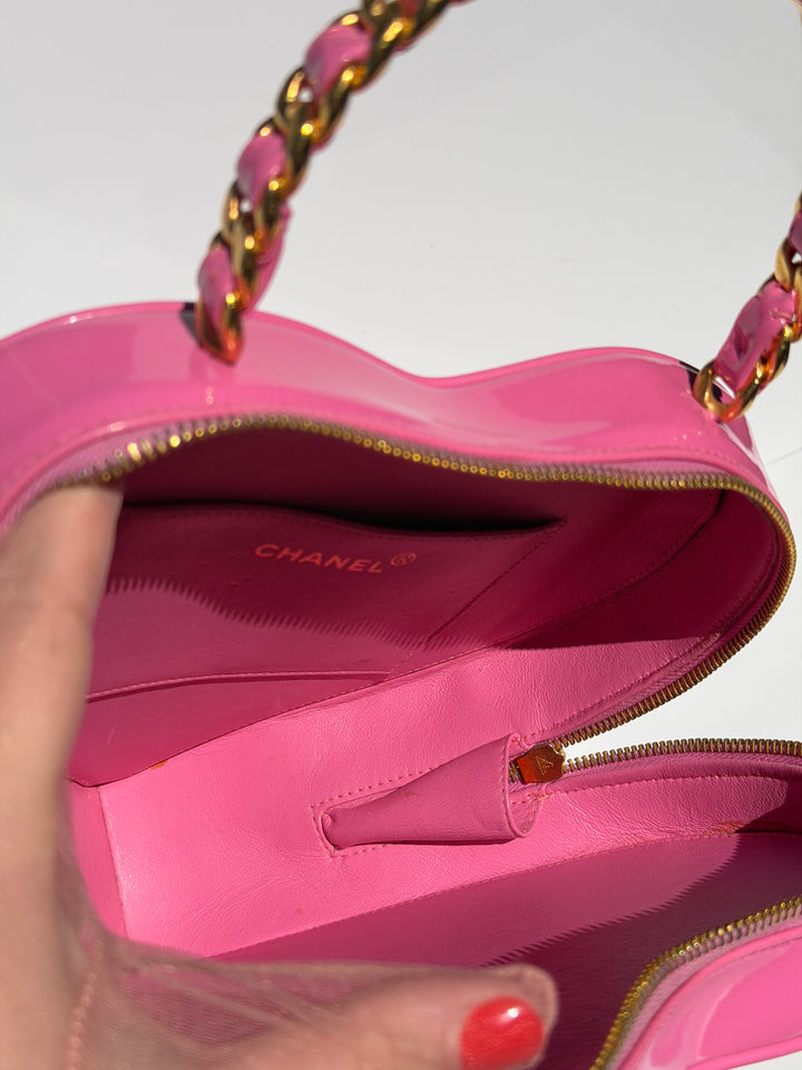 Chanel Barbie Pink Heart Vanity Bag 24K Gold-Plated Hardware 1995