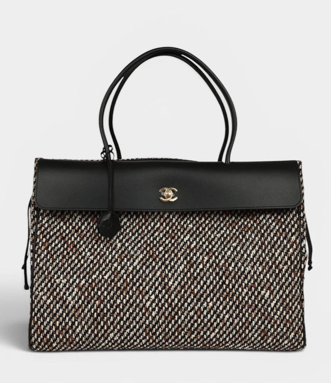 Chanel XXL Shopping Tote Black Calfskin and Multi Tweed Gold Hardware 2026