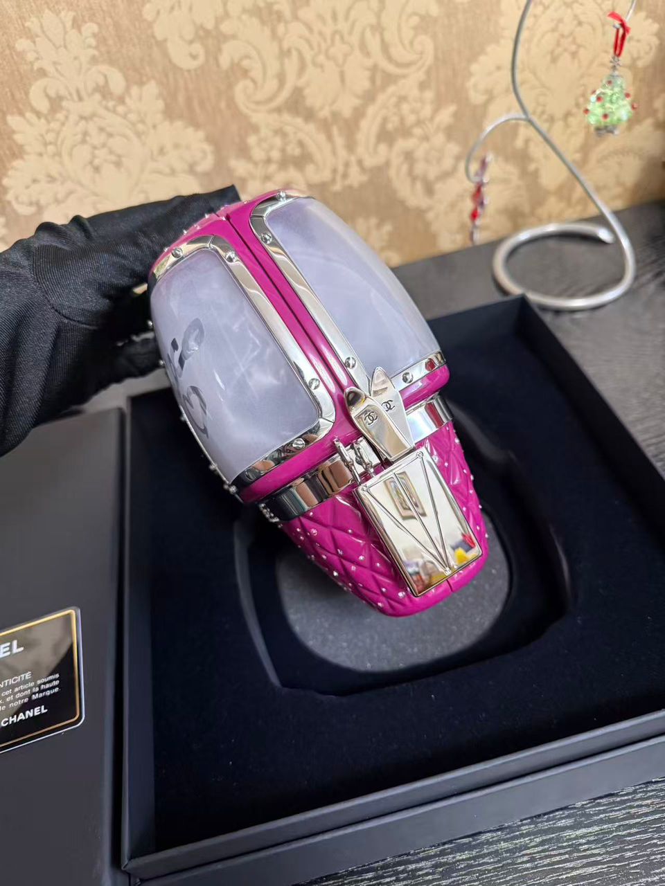 Chanel Limited Edition Pink Ski Gondola Swarovski Minaudiere