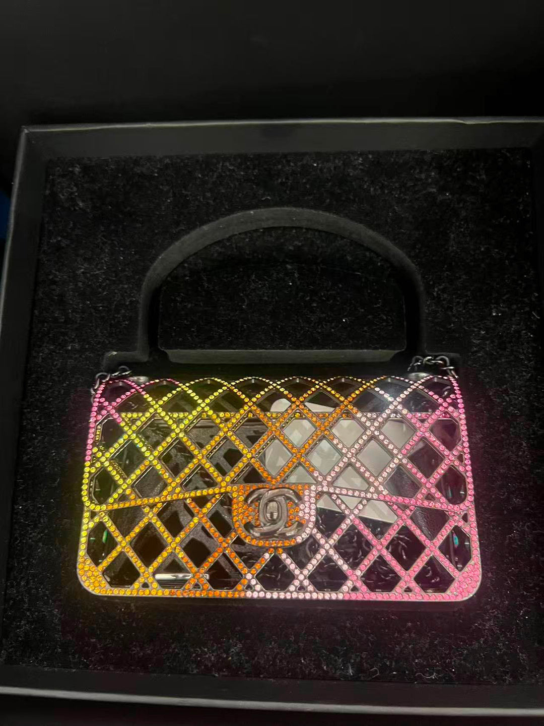 Chanel Crystal Cage Minaudière Multicolor Mini Black Hardware 2024