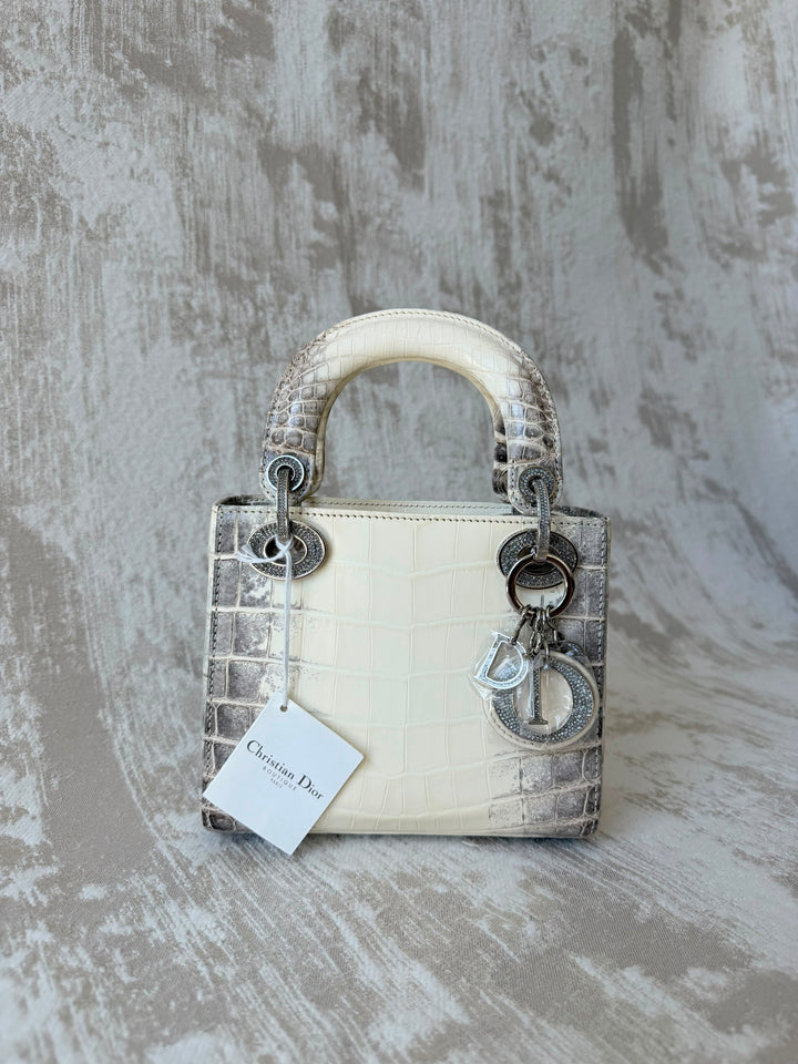 Dior Himalayan Crocodile Mini Lady Dior Top Handle Diamond Gold Hardware 2022