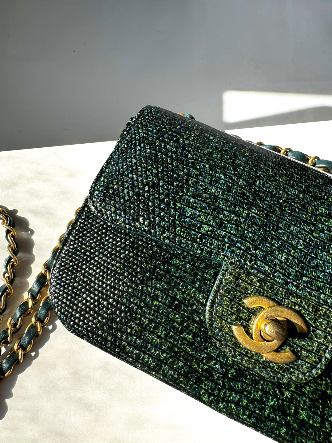 Chanel Green Lizard Mini Flap Bag