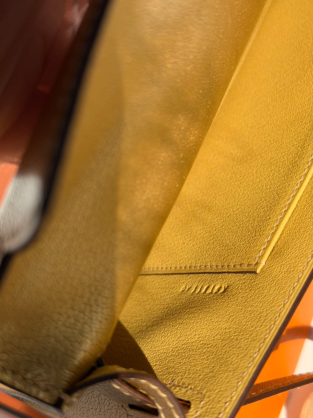 Hermes Kelly Cut Gold Metallic Chevre Dore