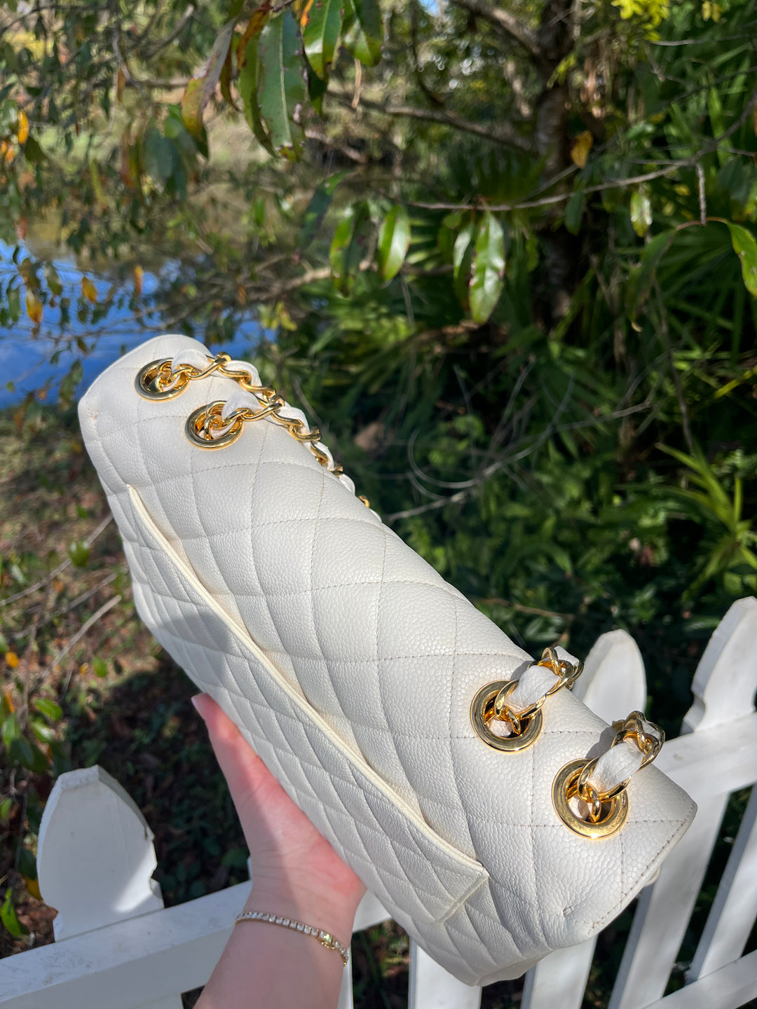 Chanel 1994 Vintage White Caviar Flap Bag 24K GHW