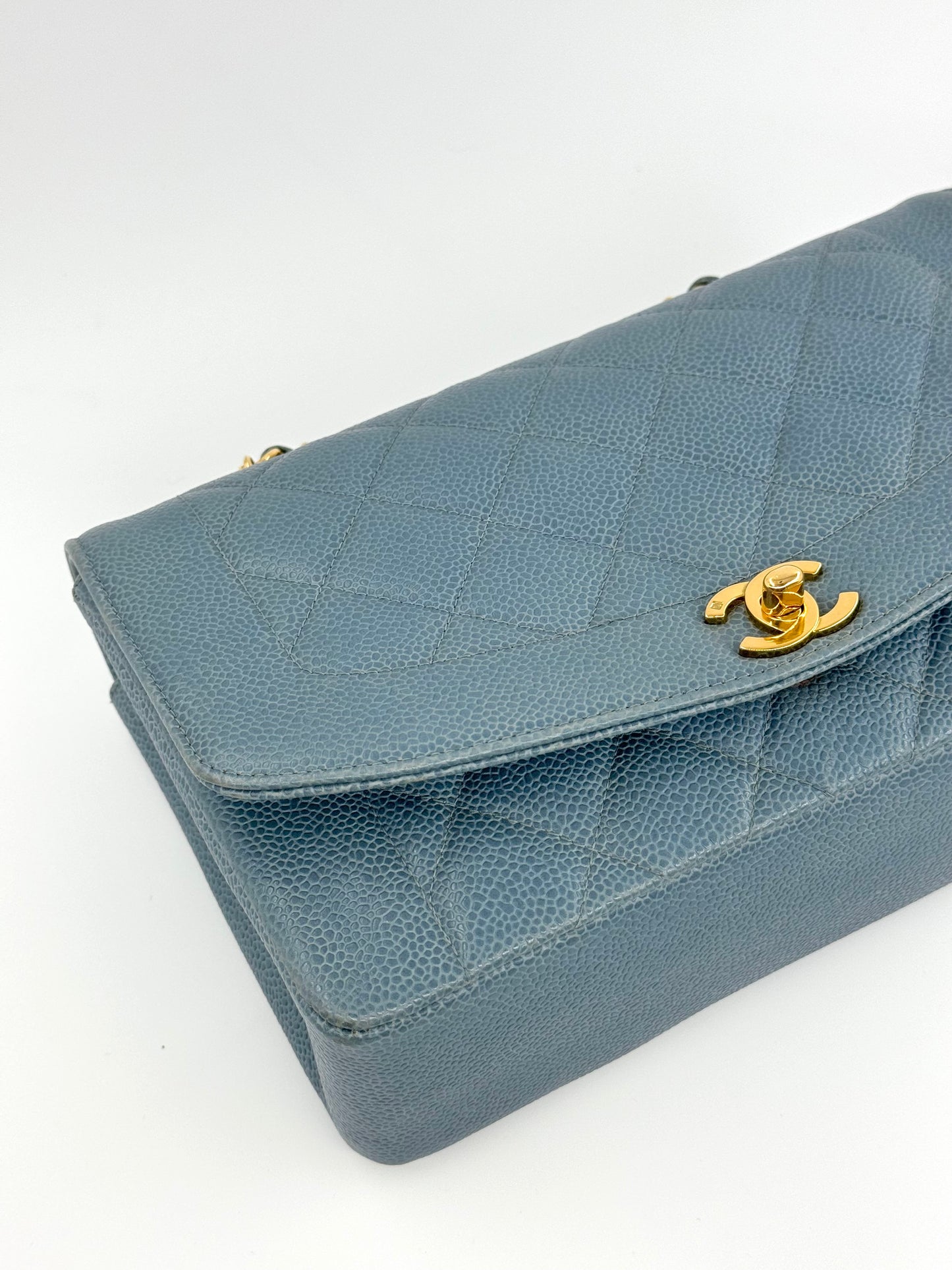 Chanel Baby Blue 24K Medium Caviar Diana Flap Bag