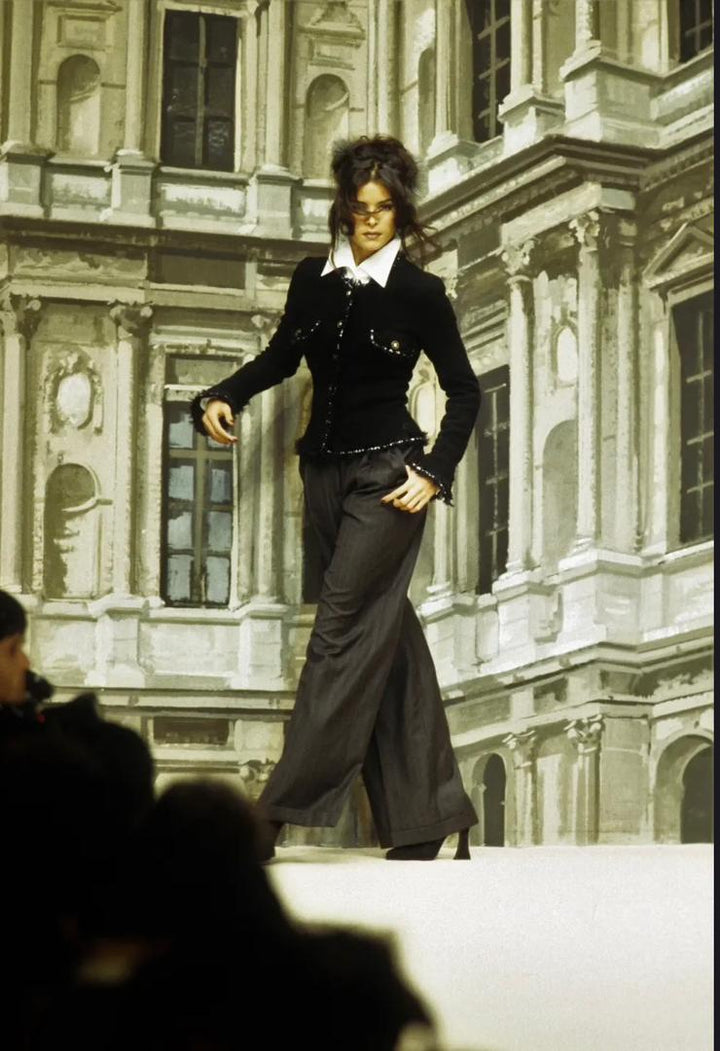 Chanel 1994 Black Vintage Museum Braided Trim CC Jacket