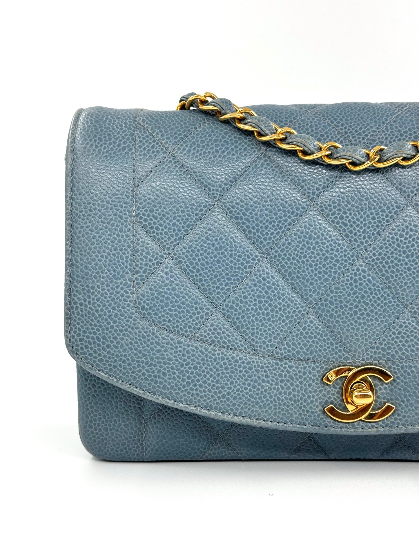 Chanel Baby Blue 24K Medium Caviar Diana Flap Bag