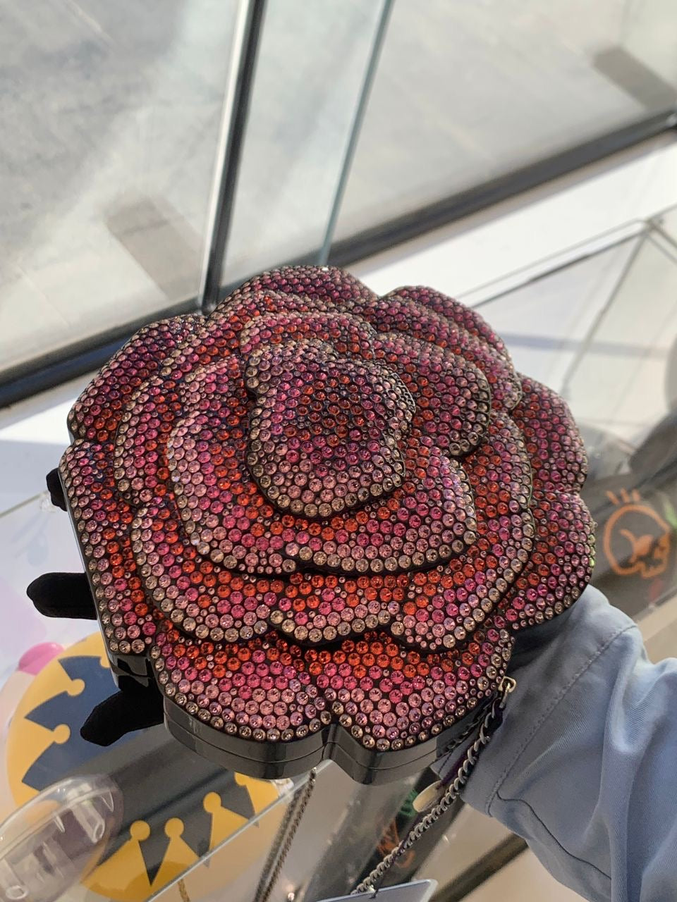 Chanel 2018 Runway Pink Strass & Resin Camelia Minaudiere