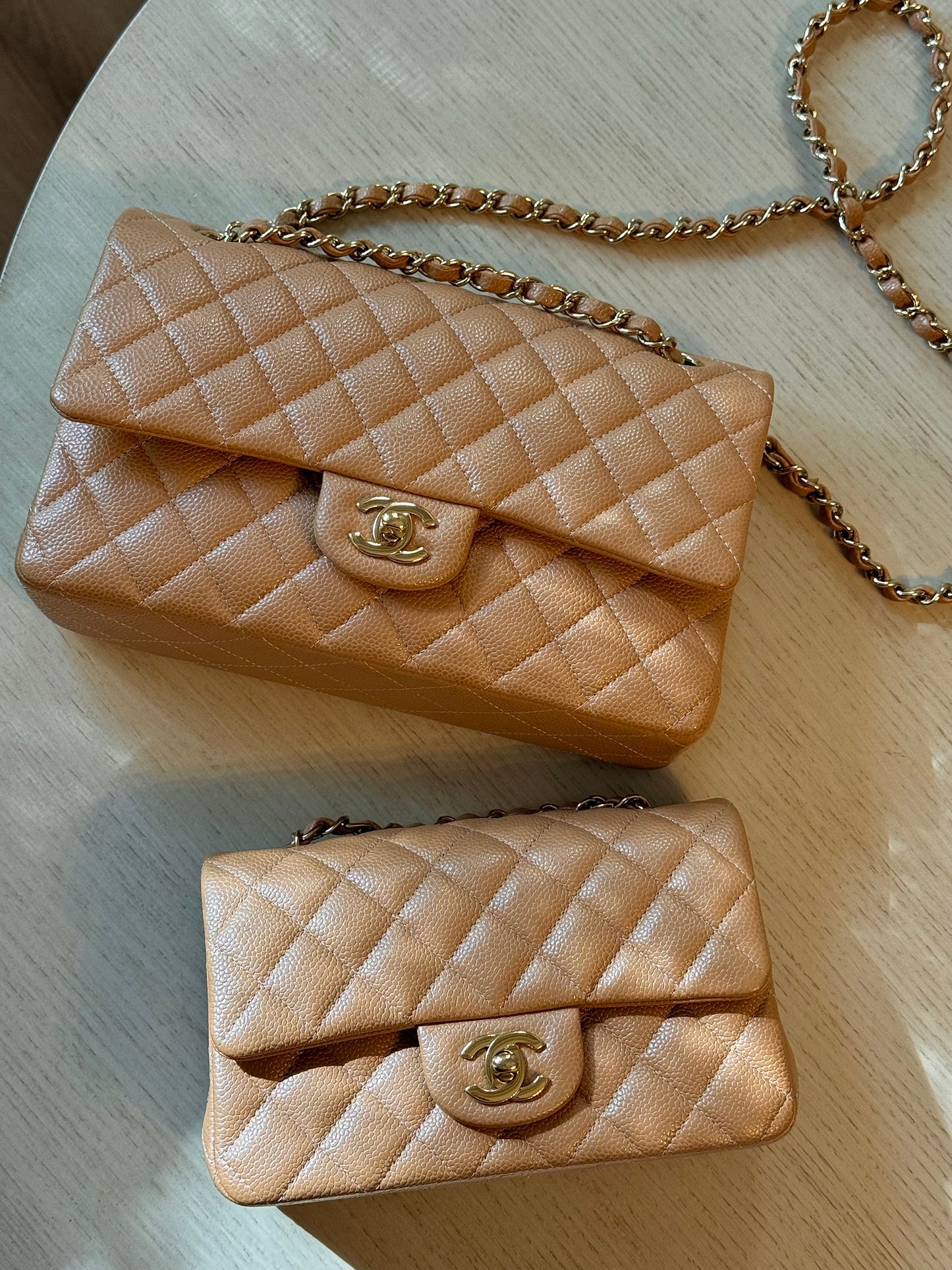 Chanel 18S Dark Beige Caviar Mini Flap Bag