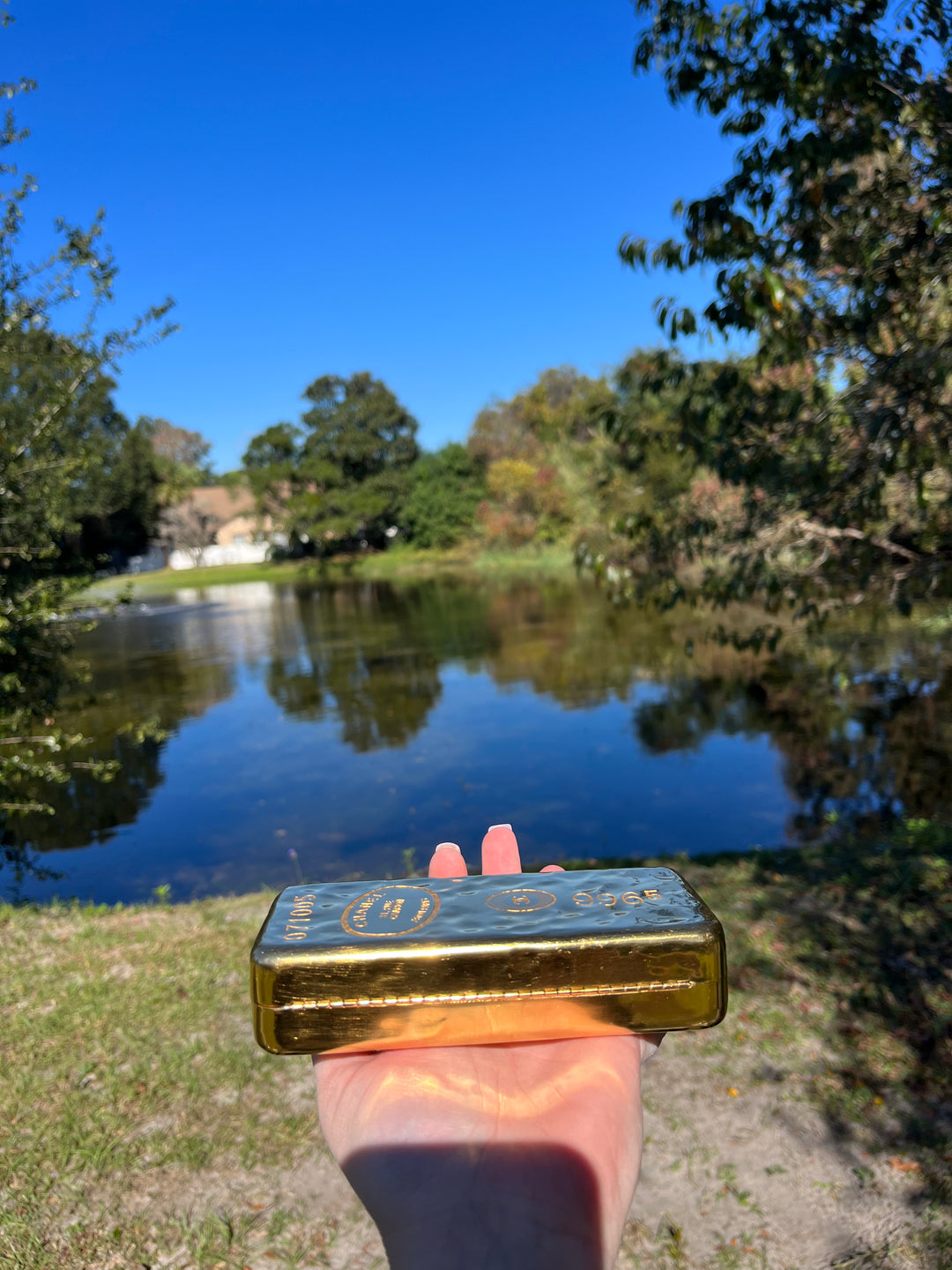 Chanel Hammered Gold Metal Bullion Bar Minaudière Clutch
