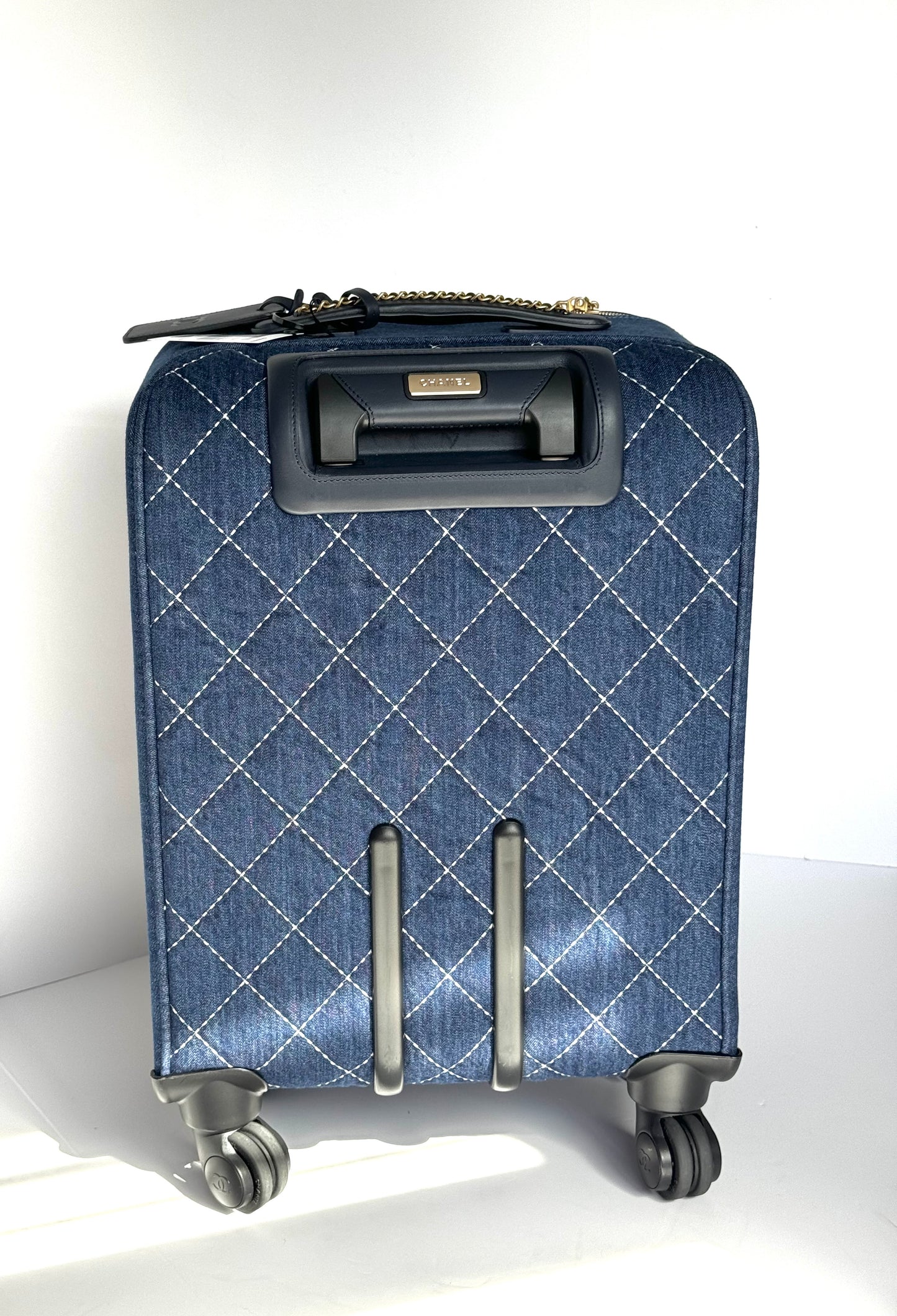 Chanel 20C Blue Quilted Denim & Leather Trolly