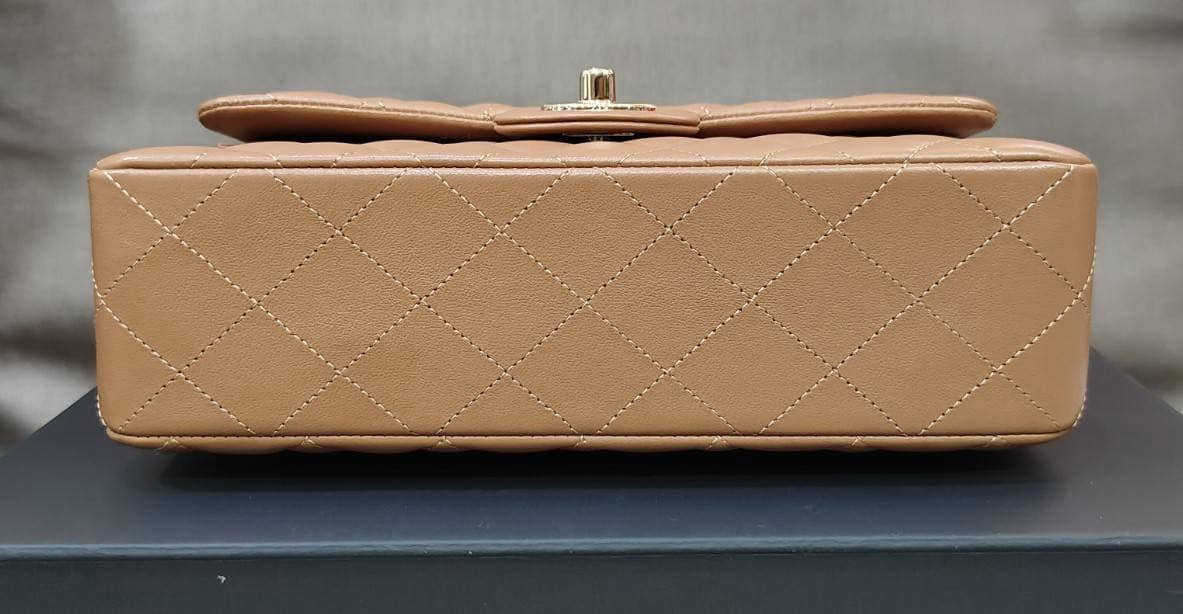 Chanel 22S Small Caramel Lambskin Classic Flap Bag + LGHW