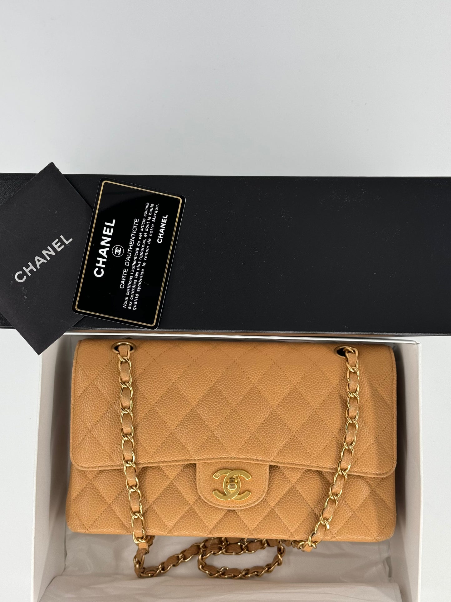 Chanel 2005 Medium Caramel Caviar Classic Flap