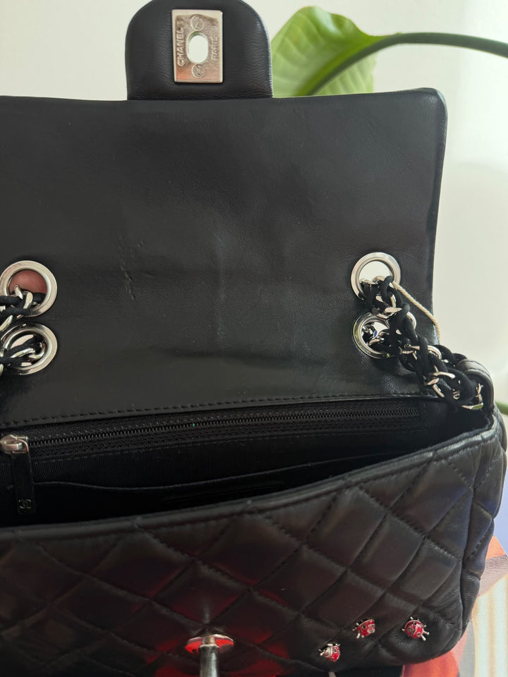 Chanel Mini Ladybug Flap Black Lambskin Silver Hardware 2011