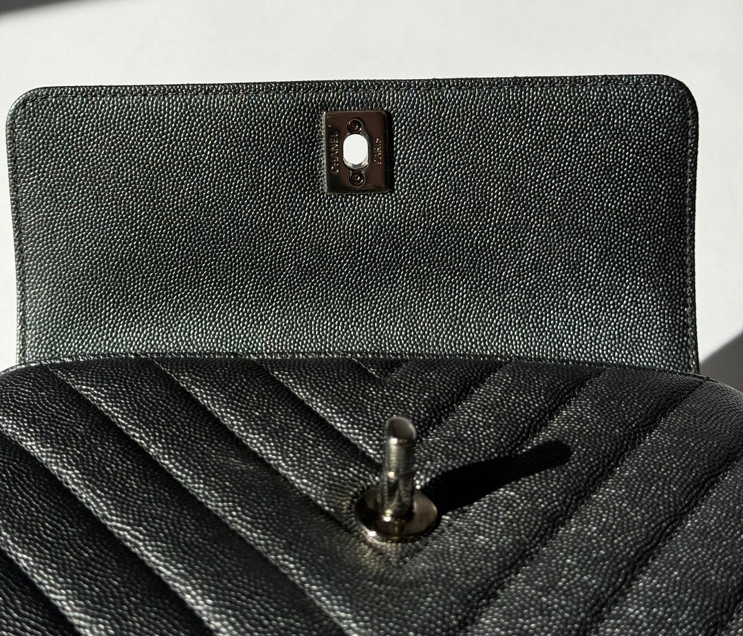 Chanel Small 19K Grey Caviar Coco