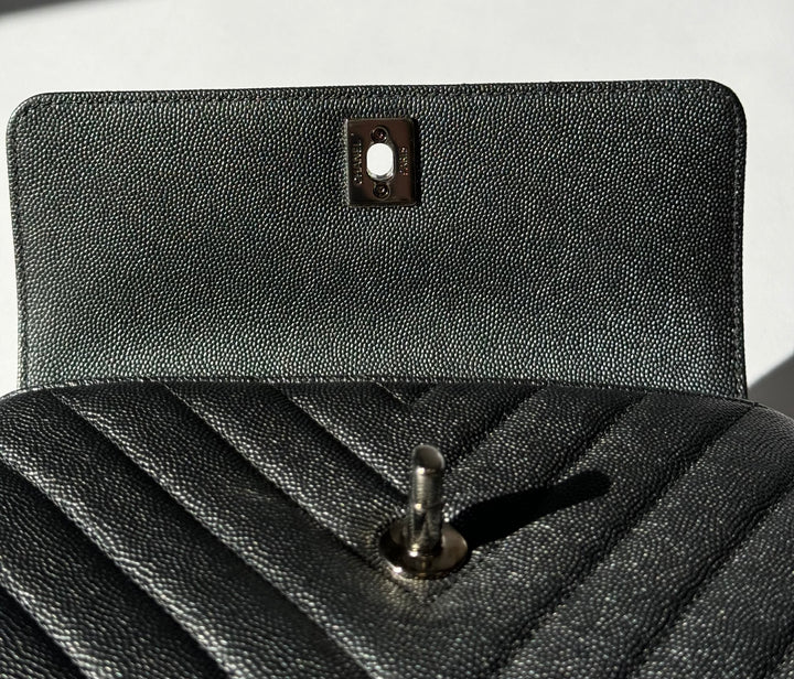 Chanel Small 19K Grey Caviar Coco