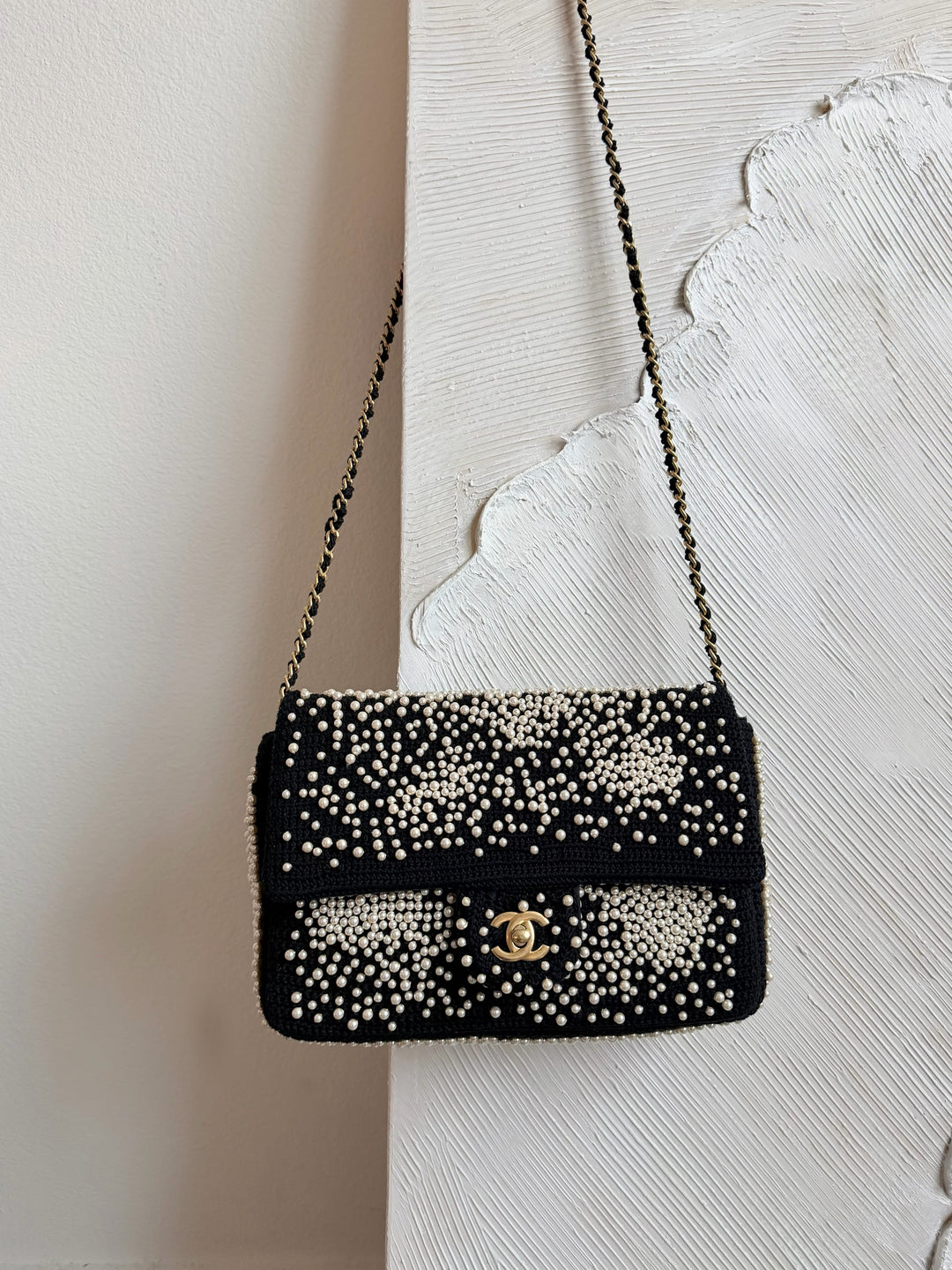 Chanel 17C Medium Flap Bag Pearl Embellished Gold Hardware 2017