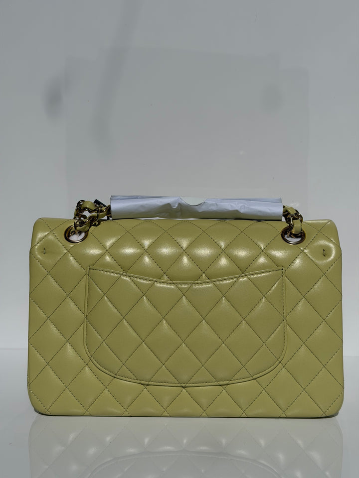 Chanel Medium Classic Flap Bag Pistachio Green Lambskin Gold Tone Hardware 2021