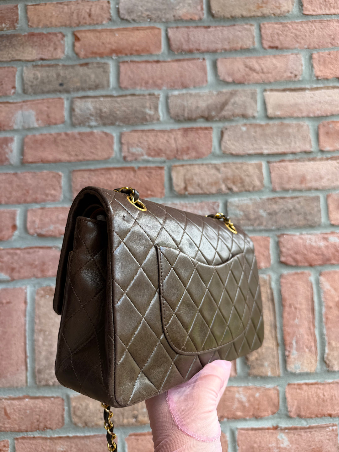Chanel Medium Classic Flap Bag Lambskin Brown 24K Plated Gold Hardware 1994