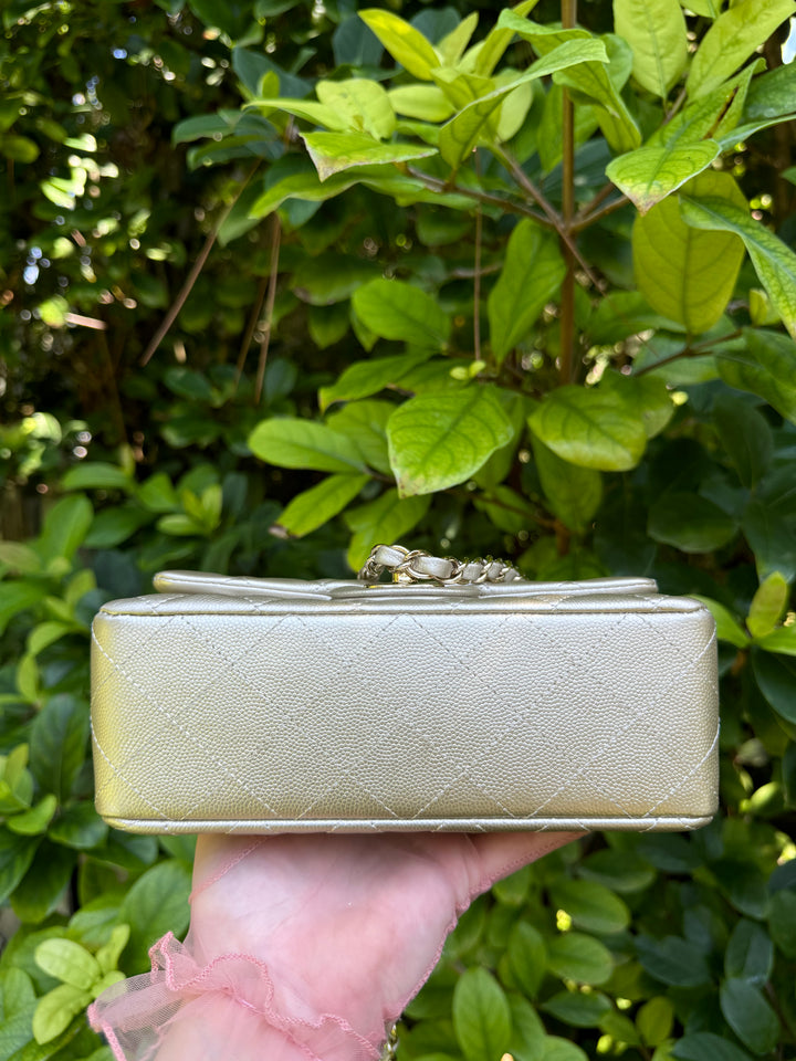Chanel Gold Metallic Caviar Mini Flap Bag