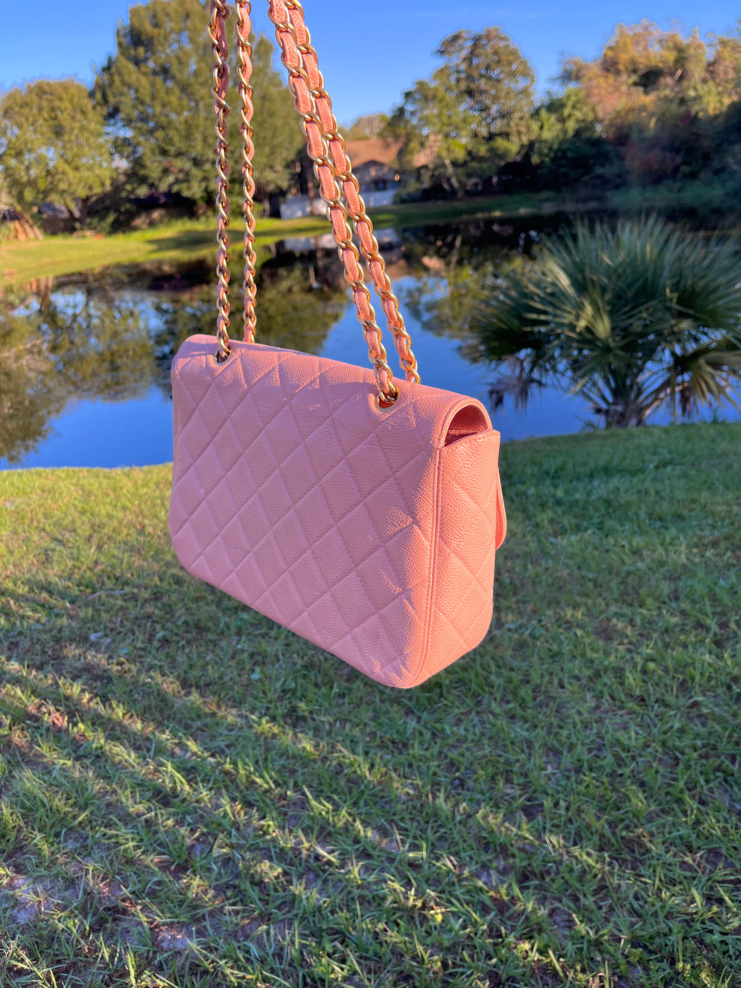 Chanel Light Pink Quilted Caviar XL Jumbo Single Flap