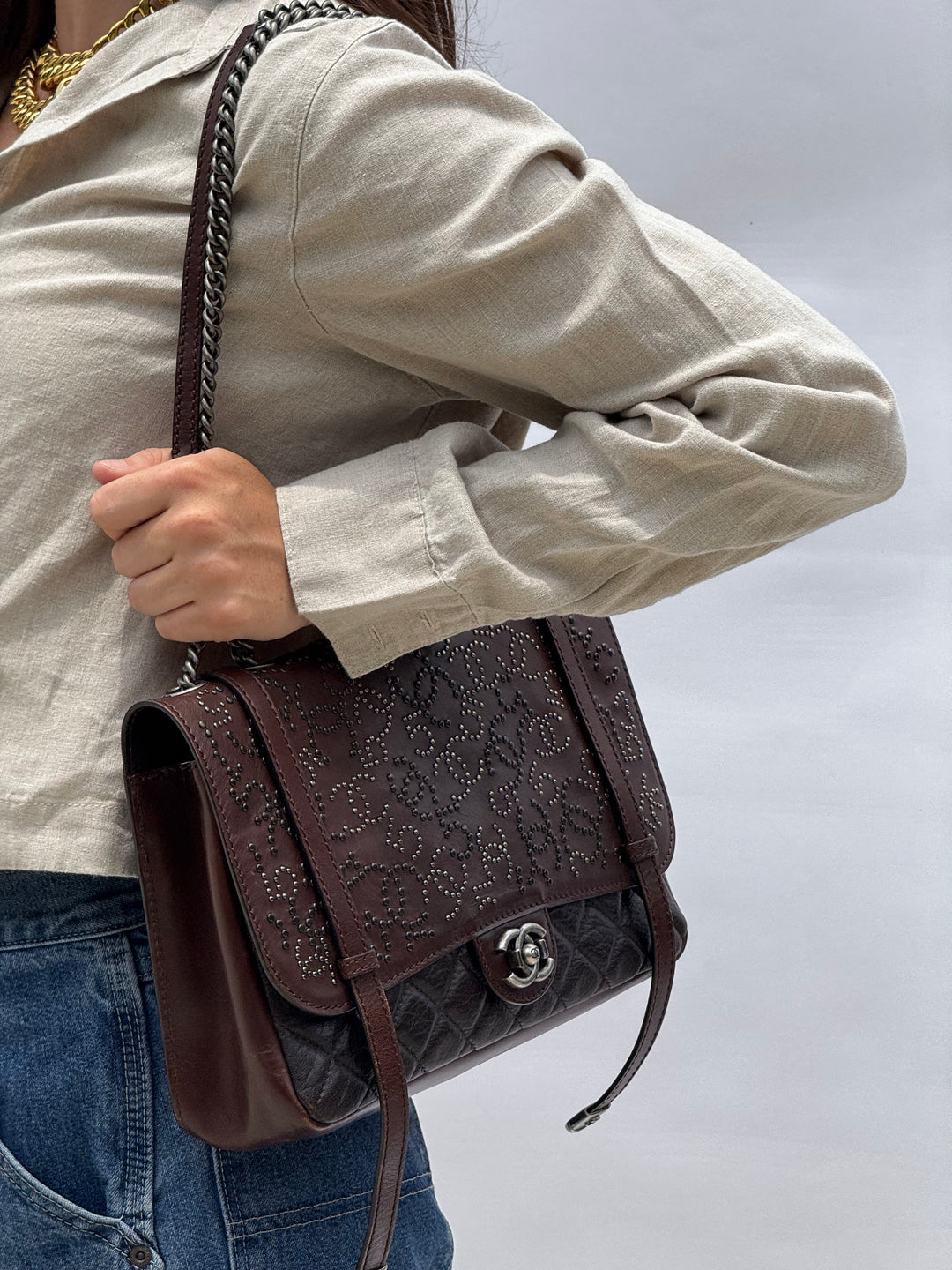 Chanel Jumbo Paris Dallas Texan Satchel Flap Bag