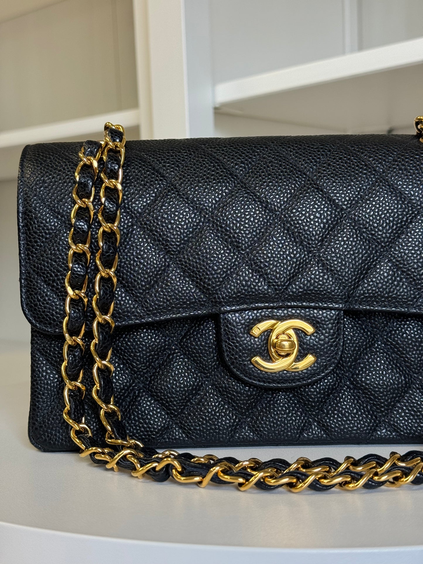 Chanel 6 Series Black Small Vintage Caviar Classic Flap Bag