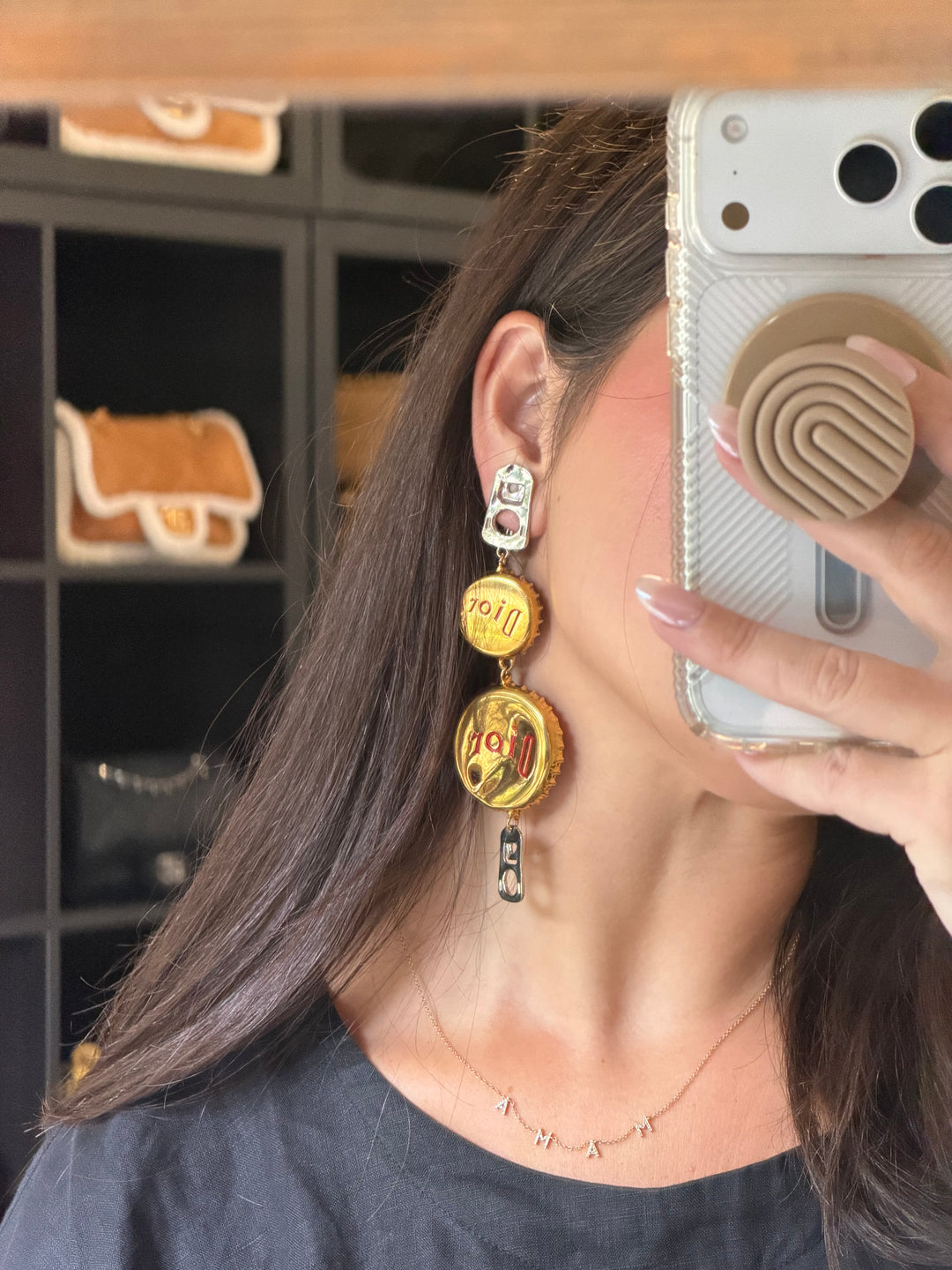 Christian Dior Vintage Bottle Cap Clip On Earrings