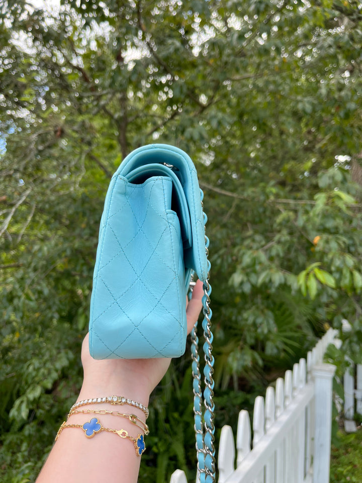 Chanel 21S Blue Neon Lambskin Medium Flap Bag