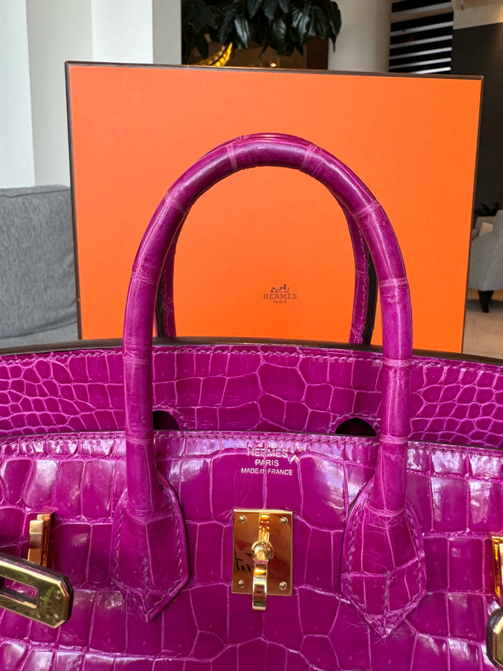 Hermes 2021 Rose Scheherazade Shiny Niloticus Crocodile Birkin 25