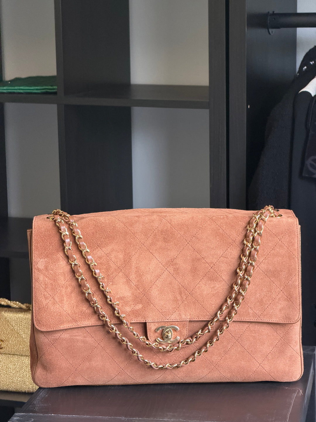 Chanel Maxi Flap Souplissimo Suede Calfskin Camel Gold Hardware 2026