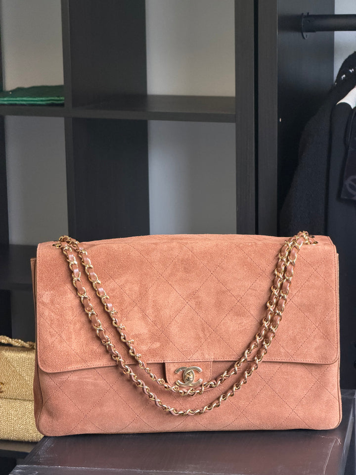 Chanel Maxi Flap Souplissimo Suede Calfskin Camel Gold Hardware 2026