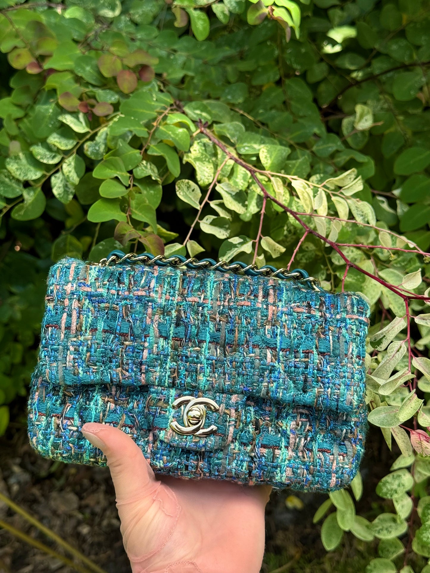 Chanel 19A Blue Egypt Tweed Mini Flap