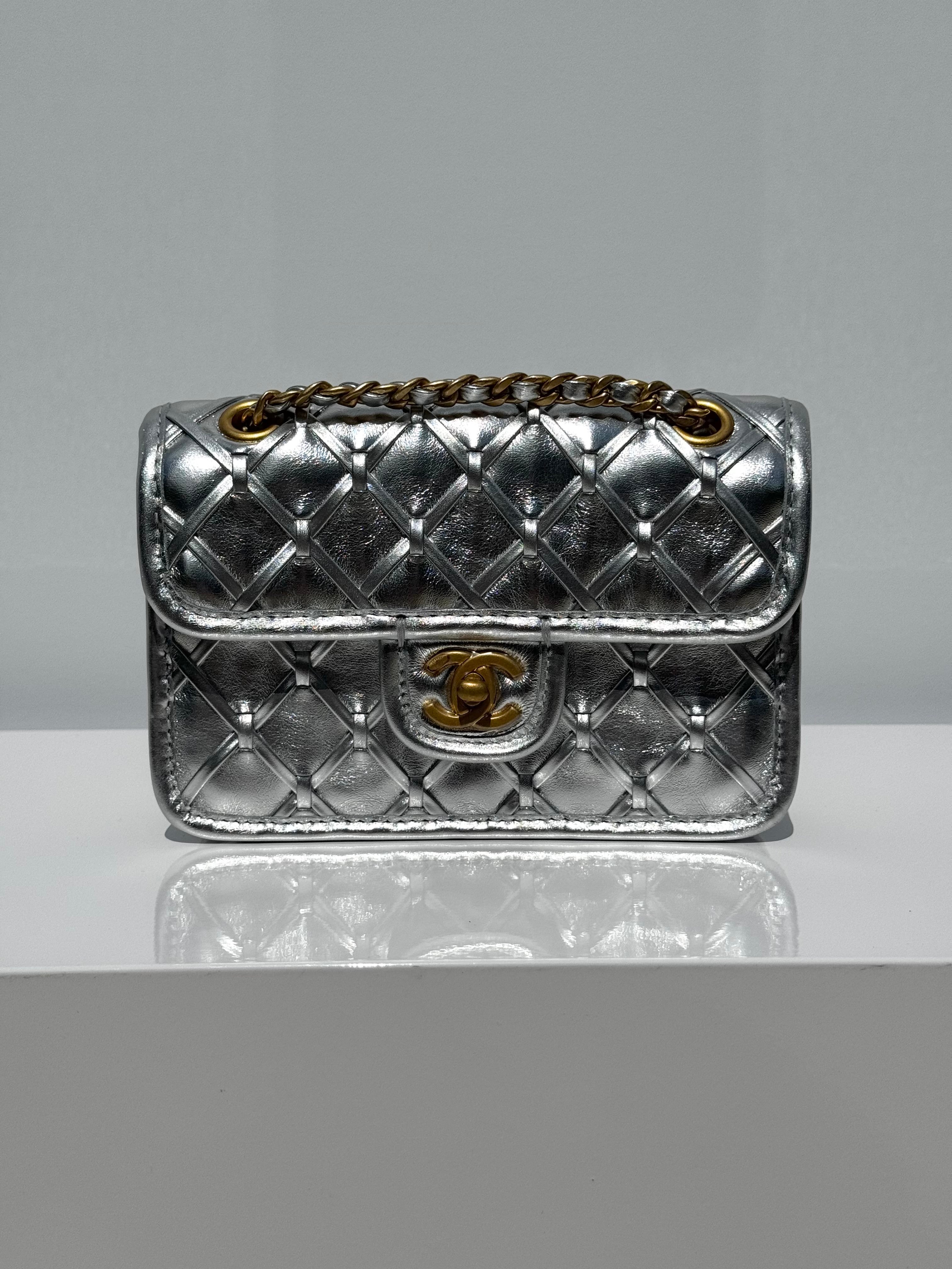 Chanel Silver Metallic Mini Braided Calfskin Flap Bag – Its A Luv