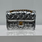 Chanel Silver Metallic Mini Braided Calfskin Flap Bag