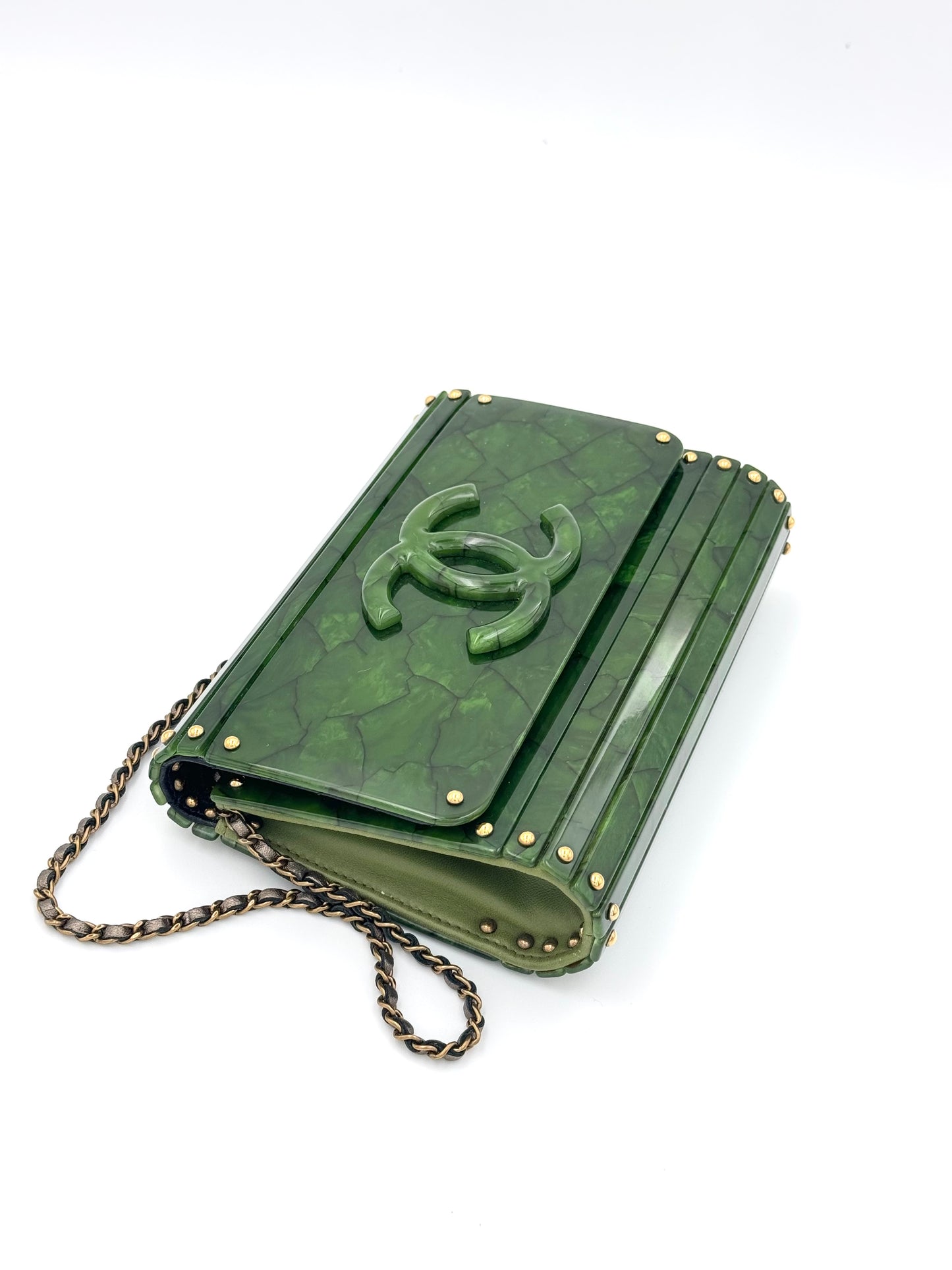 Chanel RARE Green Tortoise Minaudiere Crossbody