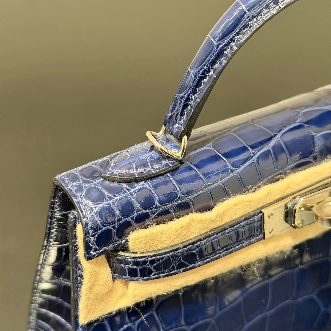 Hermès Mini Kelly 20 Niloticus Crocodile Bleu Saphir Palladium Hardware