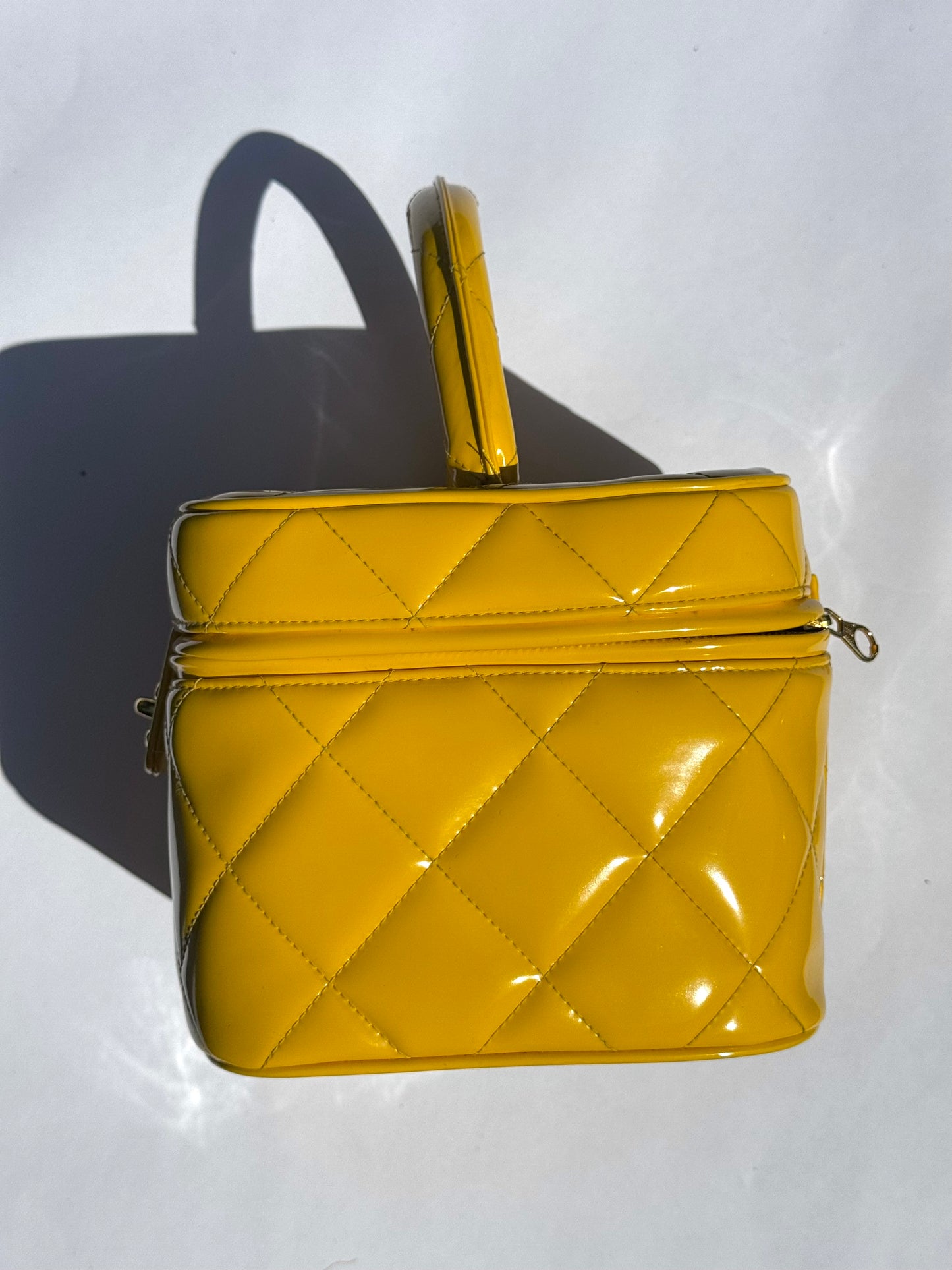 Chanel 1995 Yellow Heart Mirror Vanity Bag