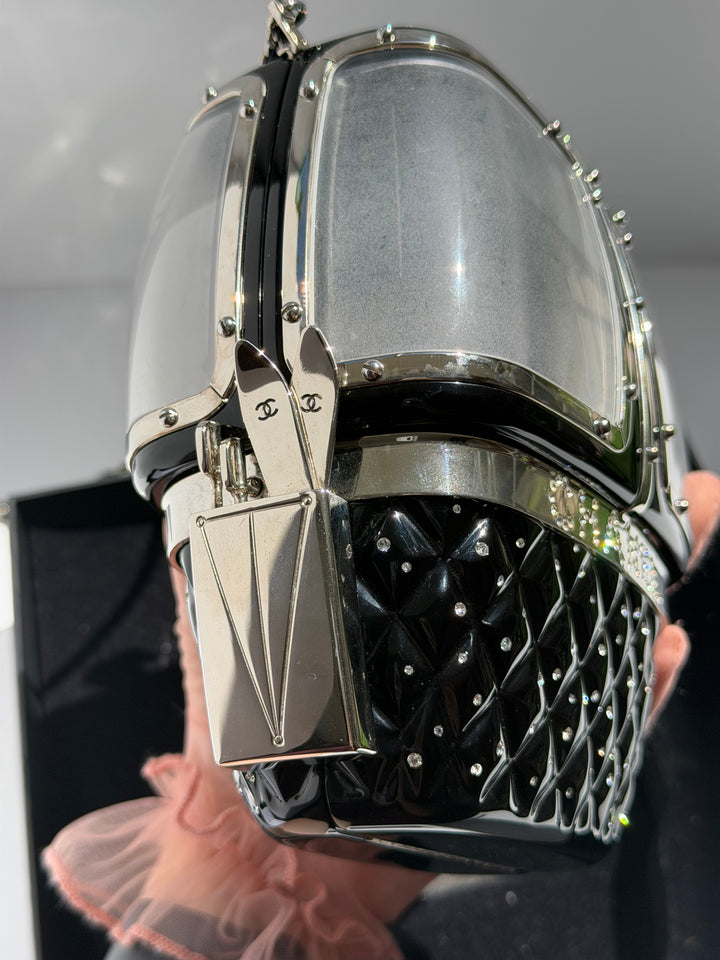 Chanel Ski Gondola Swarovski Minaudière Black Silver Hardware 2019