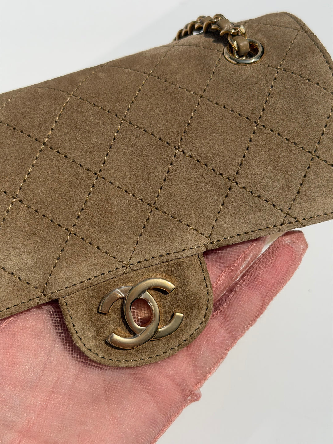 Chanel Mini Flap Souplissimo Suede Calfskin Dark Beige Gold Hardware 2026