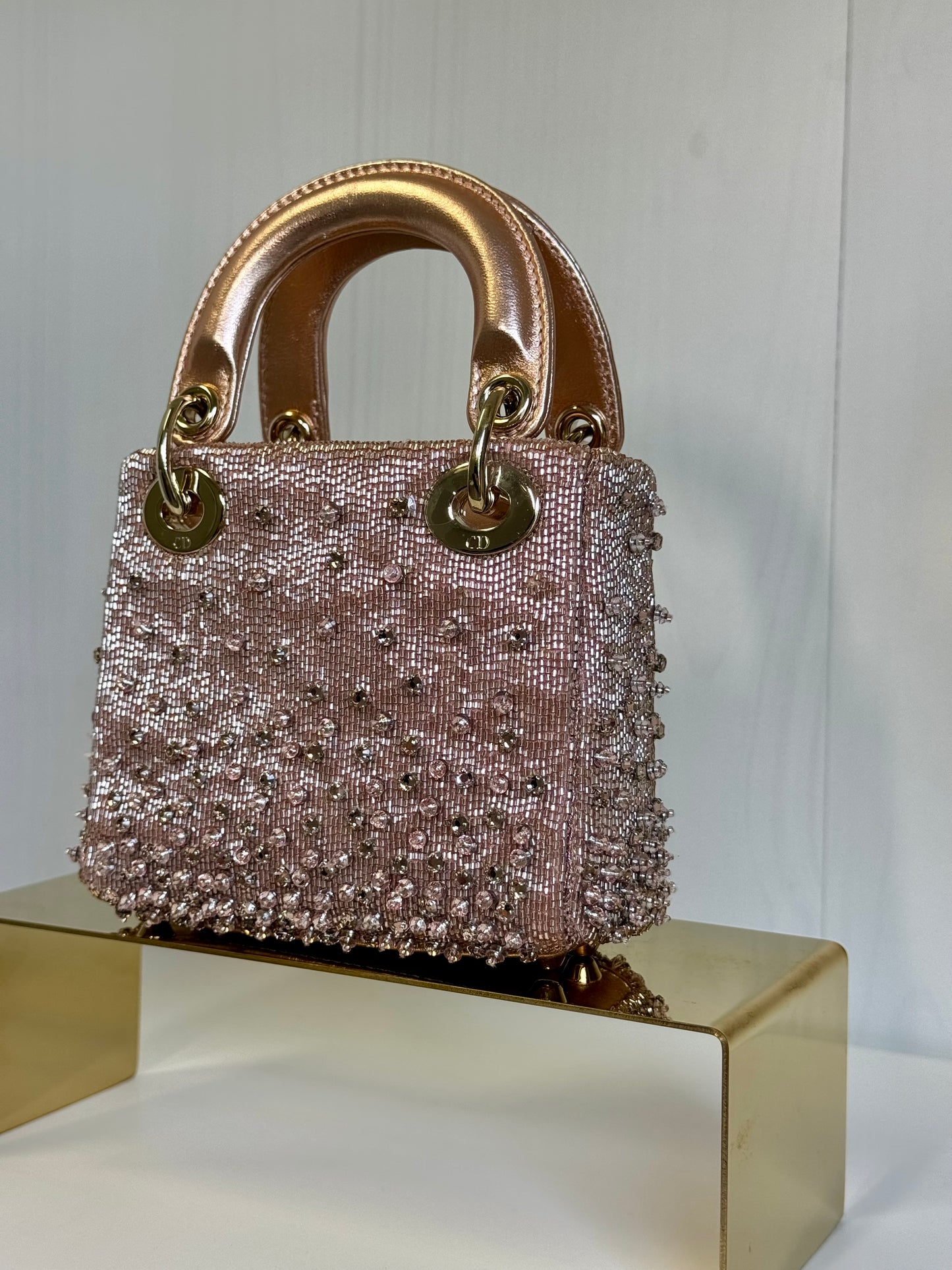 2022 Satin Rose Champagne Micro Beaded Lady Dior