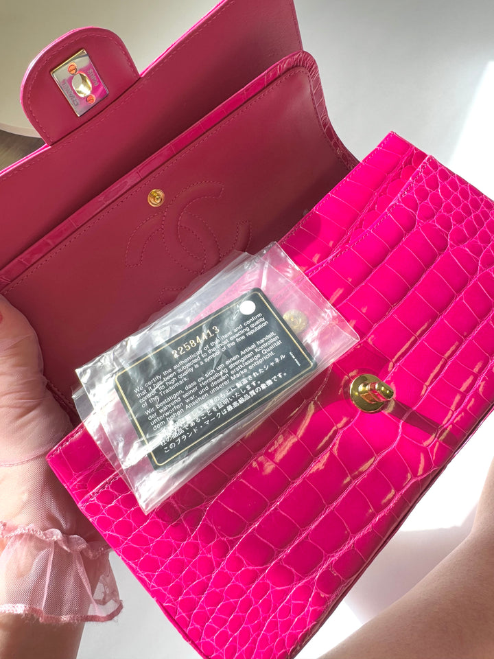 Chanel Fuchsia Alligator Medium Classic Flap Bag