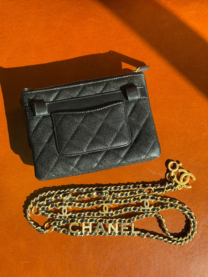 Chanel Pick Me Up Belt Bag Black Shiny Caviar Gold Hardware 2022