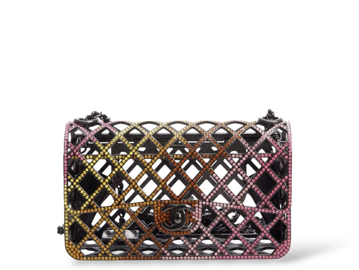 Chanel Crystal Cage Minaudière Multicolor Mini Black Hardware 2024