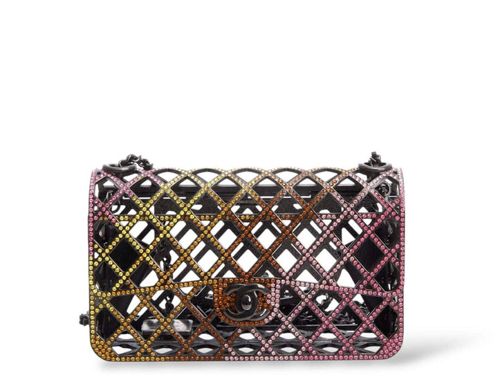 Chanel Crystal Cage Minaudière Multicolor Mini Black Hardware 2024