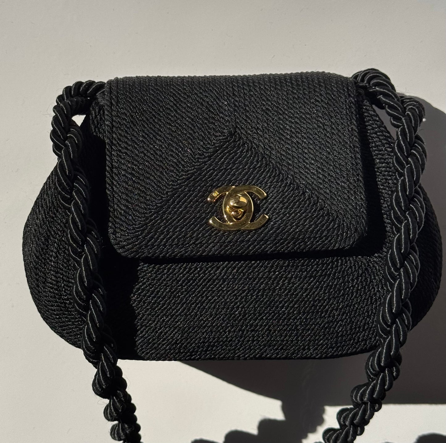 Chanel 1997 Limited Edition Black Cord Flap Bag