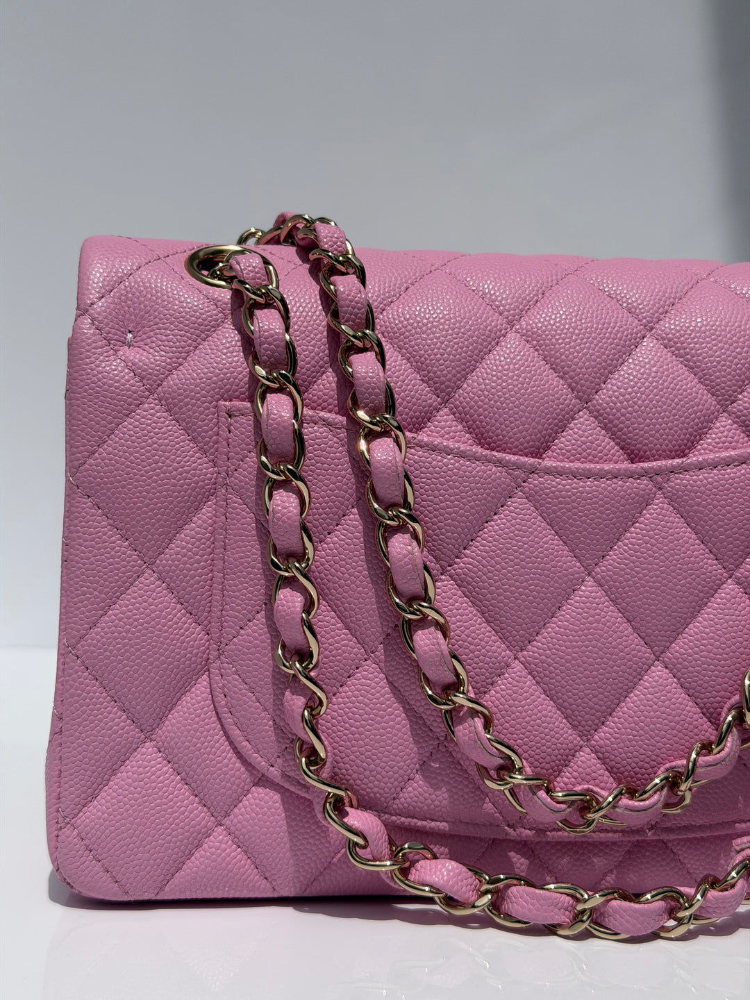 Chanel Small Classic Double Flap Caviar Pink Light Gold Hardware 2023