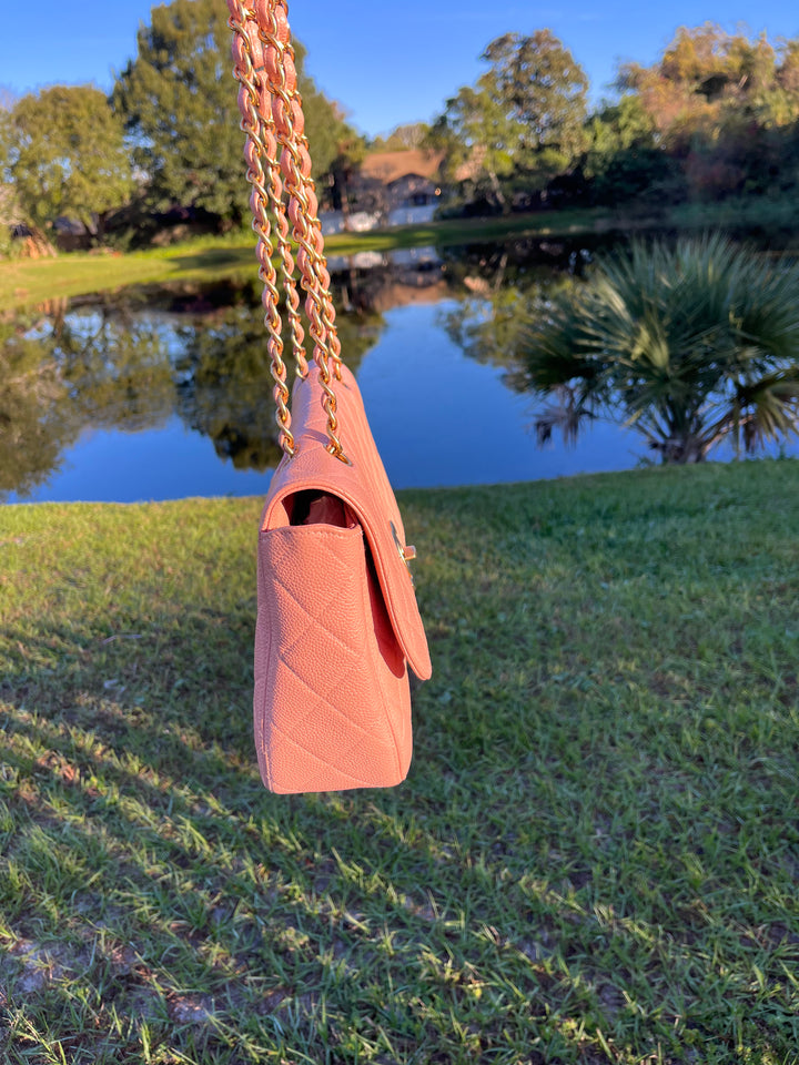 Chanel Light Pink Quilted Caviar XL Jumbo Single Flap