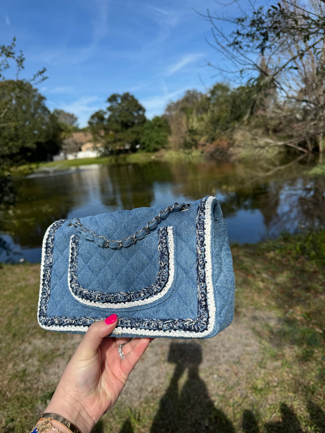 Chanel Medium Denim Braided Single Flap